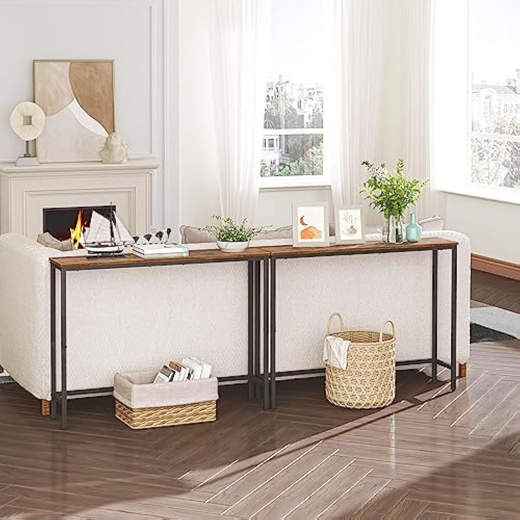 HOOBRO Narrow Console Table – 100cm Slim Industrial Sofa Table