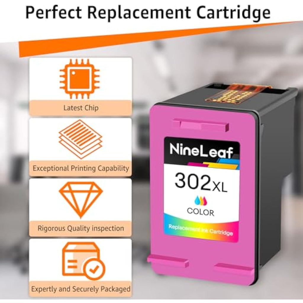 NineLeaf 302XL Remanufactured Ink Cartridges for HP Envy & Deskjet - 2 Pack