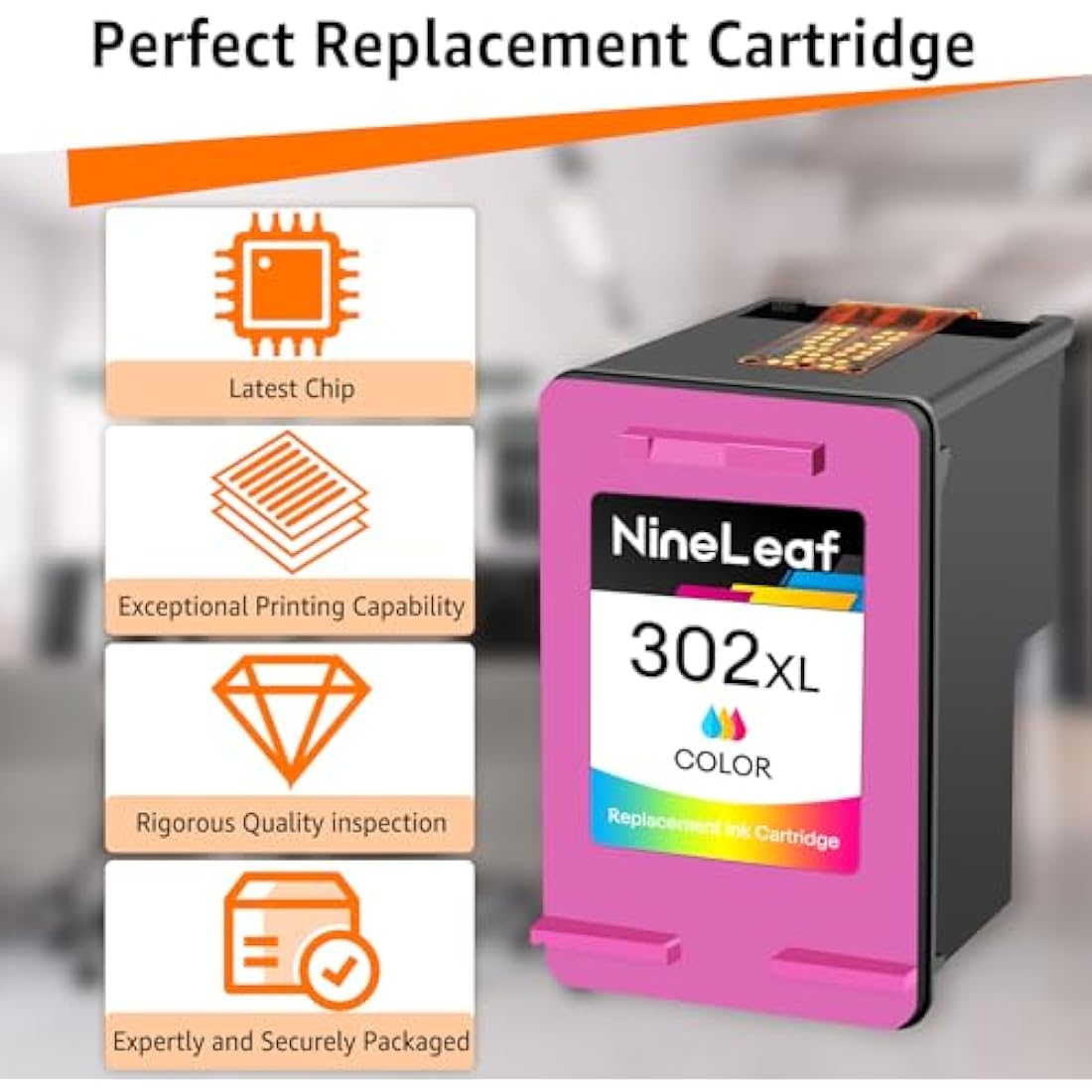 NineLeaf 302XL Remanufactured Ink Cartridges for HP Envy & Deskjet - 2 Pack