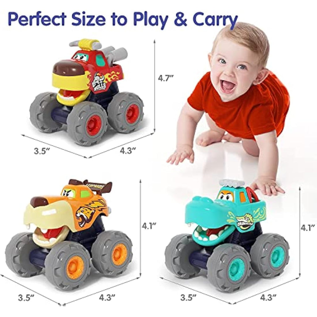 SunnyPal Animal Monster Truck Toy Cars - 3 Pack Toddler Birthday Gift