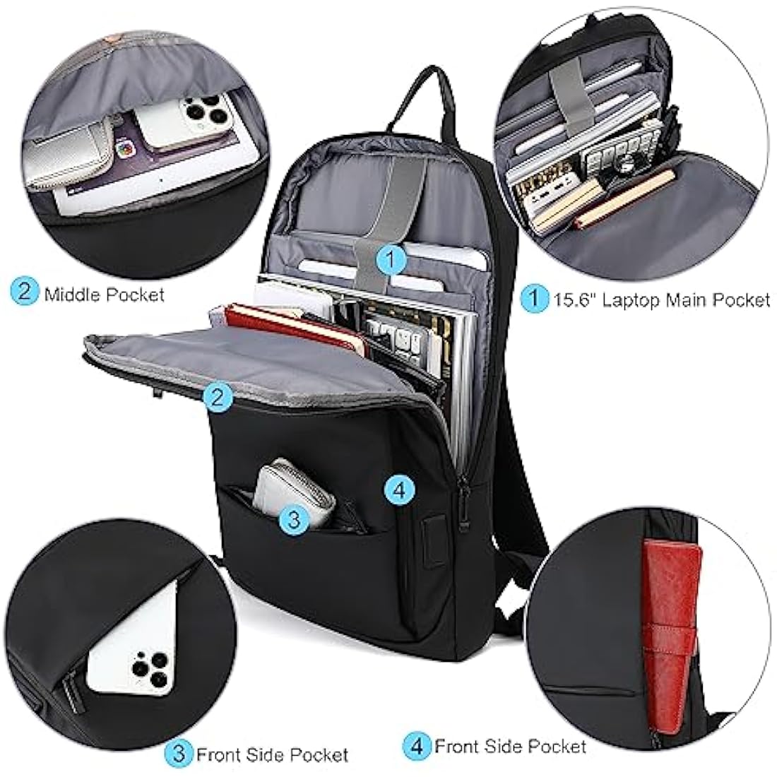 Slim 15.6 Inch Laptop Backpack – Waterproof Business Bag