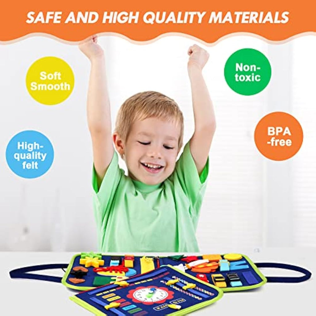 Hooku Montessori Busy Board – Toddler Sensory Travel Toy for Fine Motor Skills