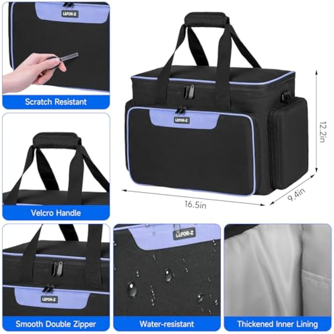 LEFOR·Z Sewing Machine Carrying Case – Large Universal Storage Bag, Black