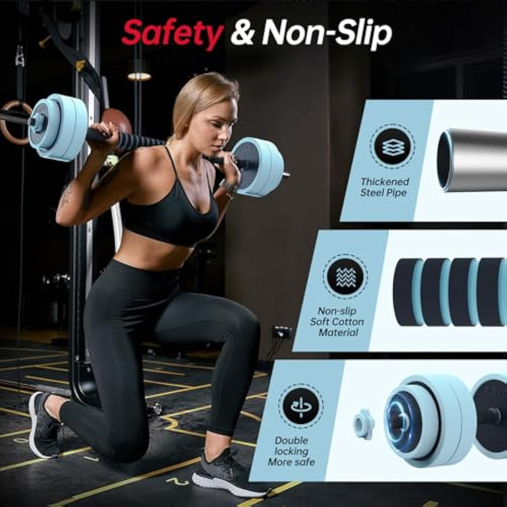 PASYOU 20KG Adjustable Dumbbell Set | 4-in-1 Barbell & Kettlebell Weights