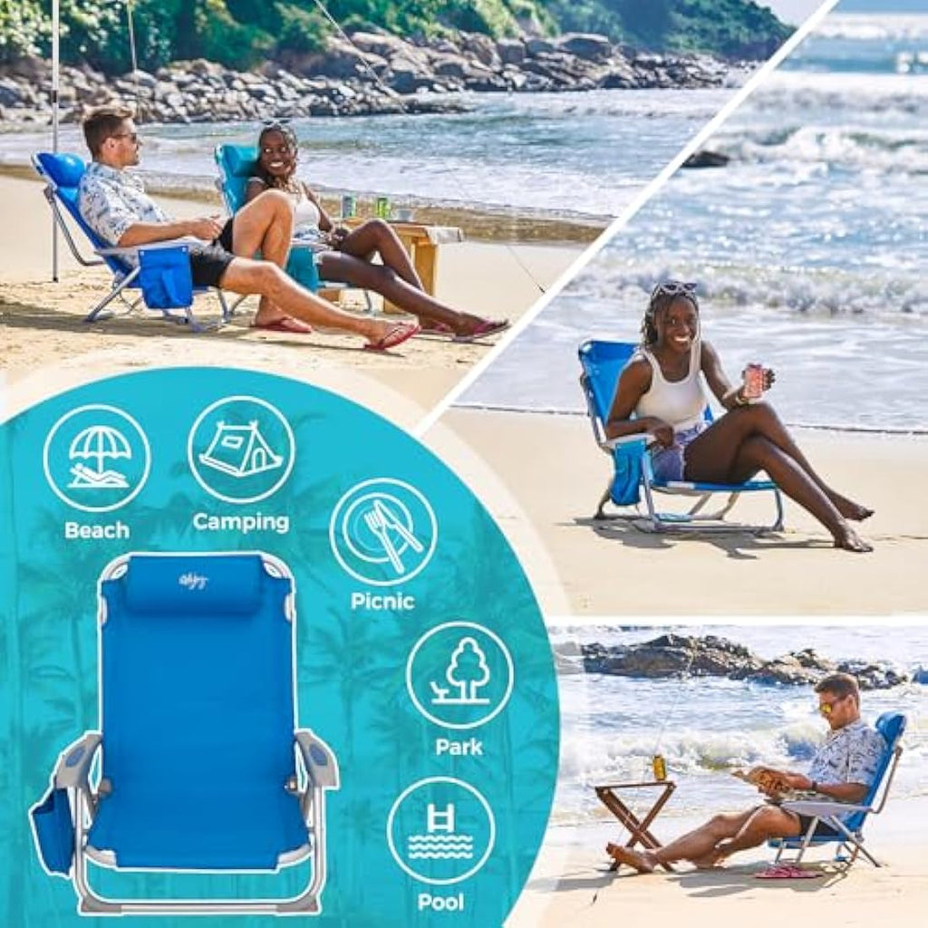 #WEJOY 4-Position Adjustable Beach Chair | Lightweight Aluminum Folding Seat