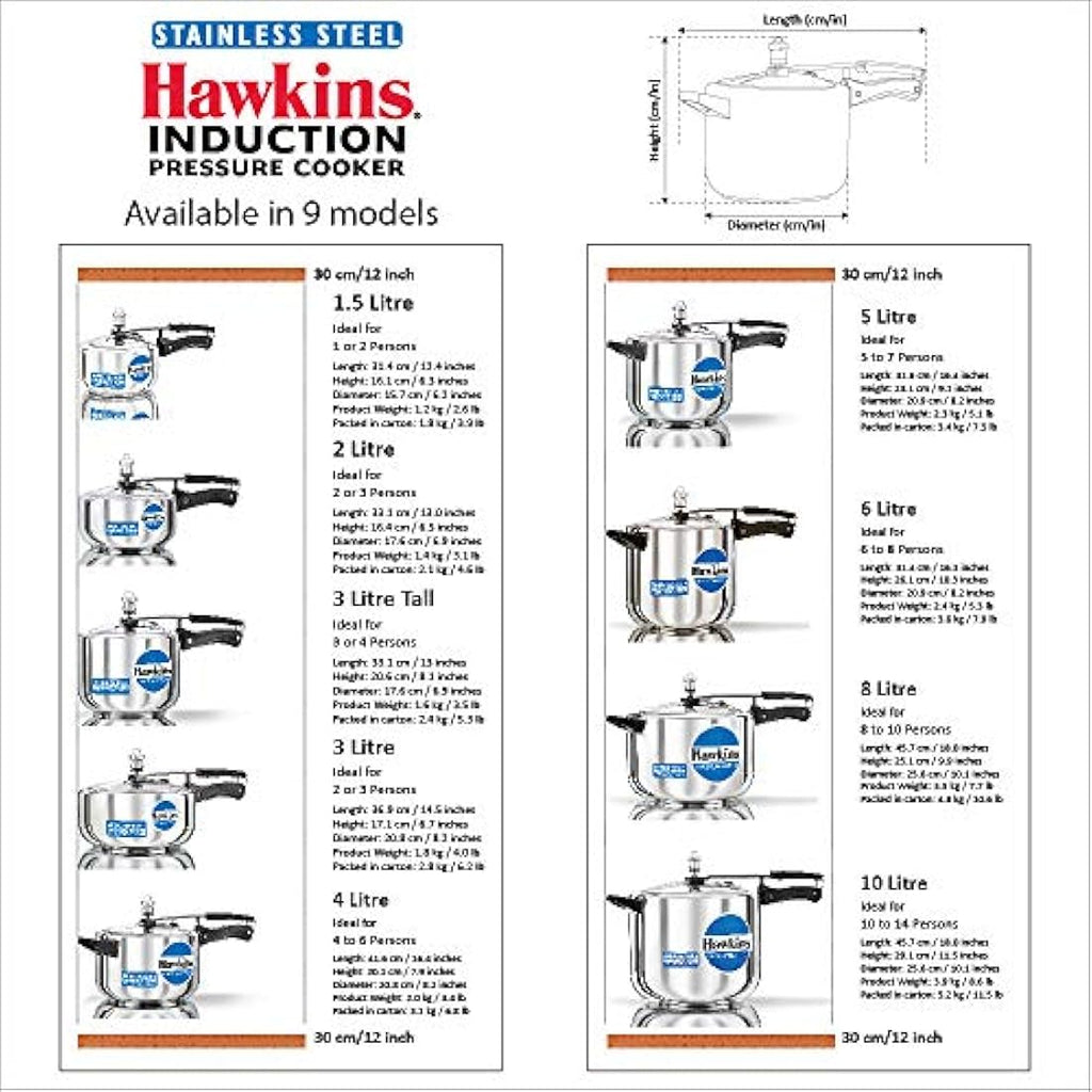 Hawkins B60 Stainless Steel Pressure Cooker | 3 Liter Silver Pot