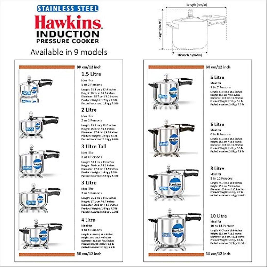 Hawkins B60 Stainless Steel Pressure Cooker | 3 Liter Silver Pot