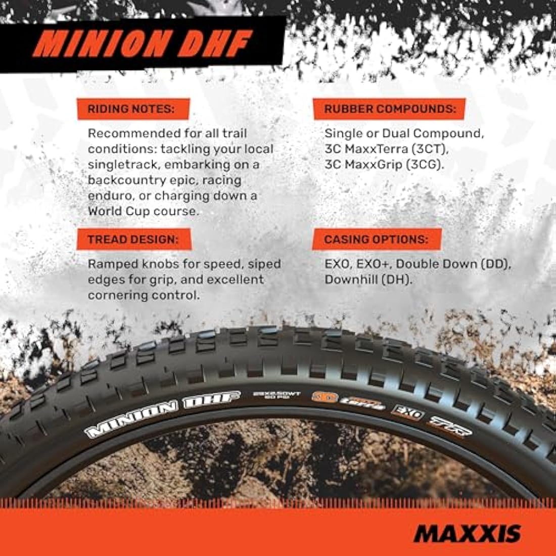 Maxxis Minion DHF 29x2.5 MTB Tire | 3C MaxxTerra EXO TR - 2 Pack