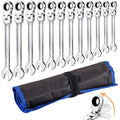 Qnkaa 12pc Metric Flex Head Ratchet Spanner Set | 8-19mm Chrome Vanadium
