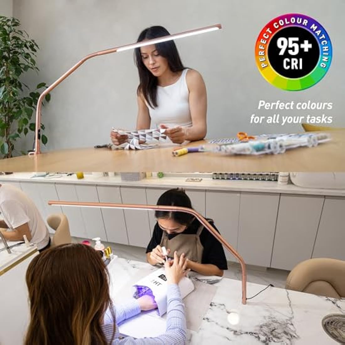 Daylight Slimline 4 LED Table Lamp – Rose Gold Task Light with USB-C