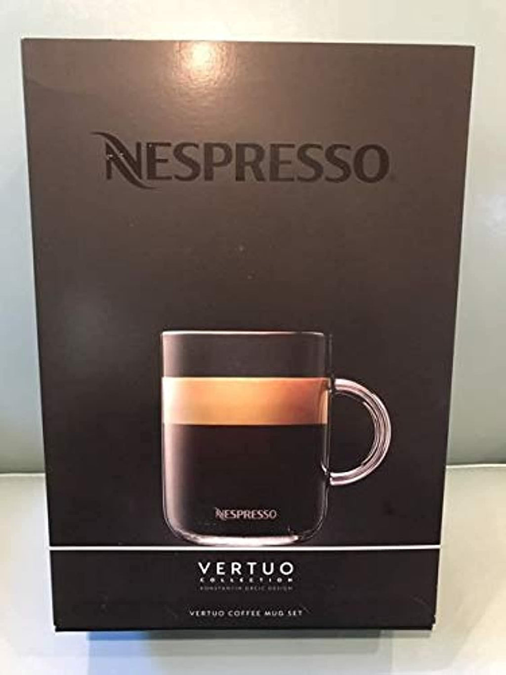 Nespresso Vertuo Coffee Mug Set - 2 Tempered Glass Cups with Spoons