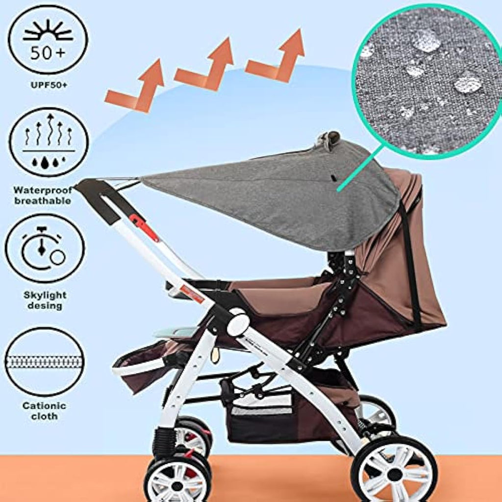 Universal Pram Sunshade – UV 50+ Stroller Cover, Grey