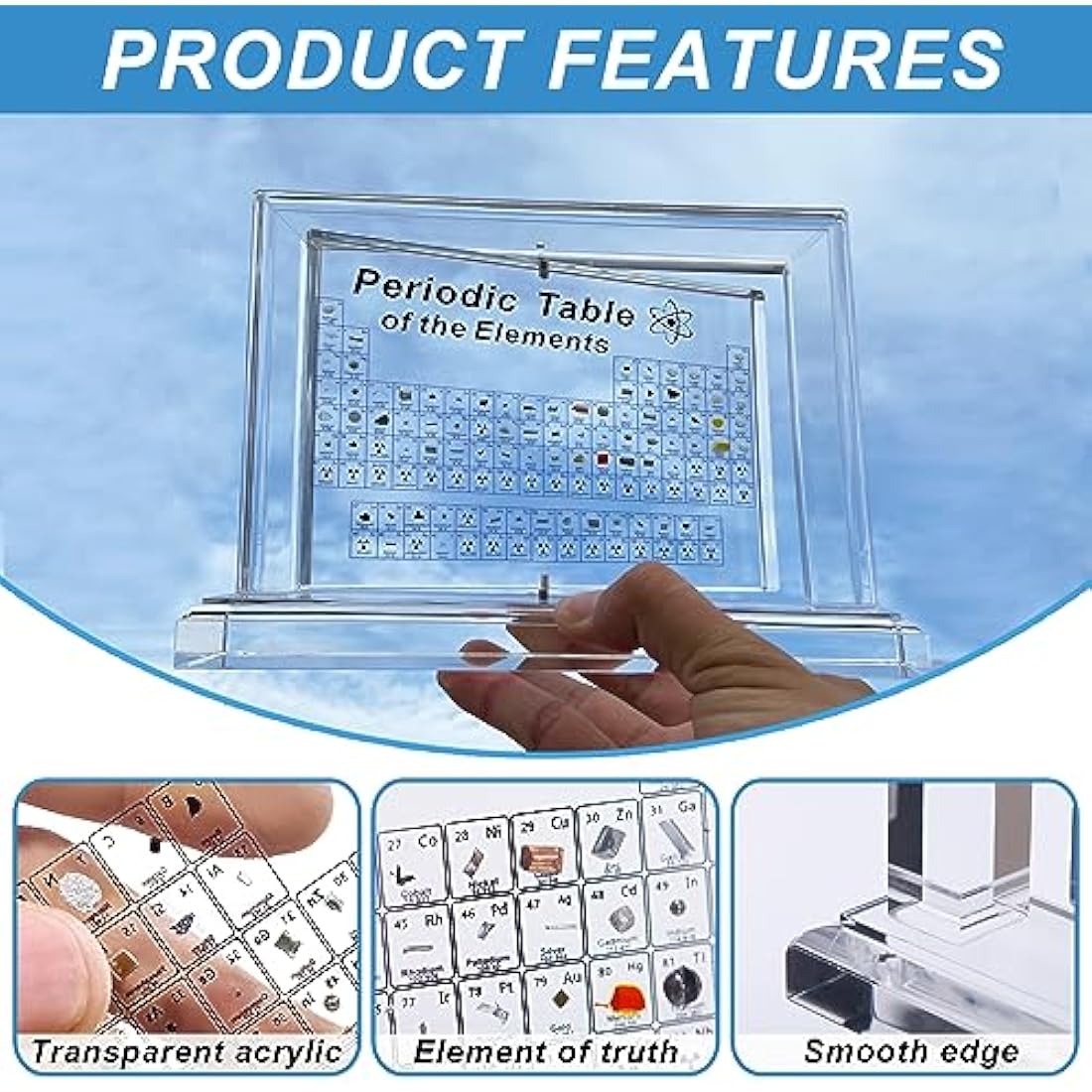 Periodic Table with Real Elements – 360° Rotating Acrylic