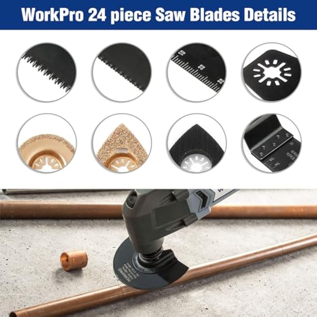 WORKPRO 24-Piece Oscillating Multi Tool Blade Kit for Wood & Metal