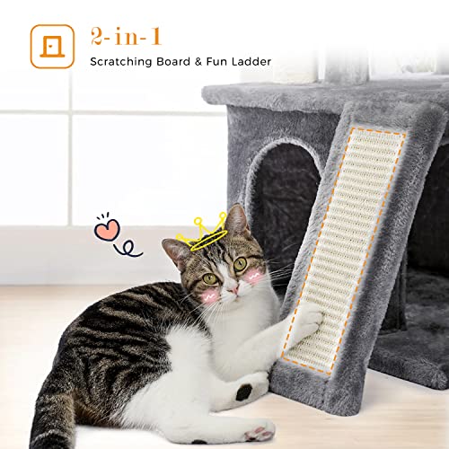 PETEPELA 34" Cat Tree Tower with Double Condos and Sisal Scratching Posts