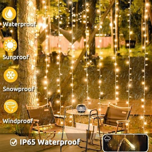Jolof Store 600 LED Curtain Fairy Lights | 6m x 3m Waterproof Warm White
