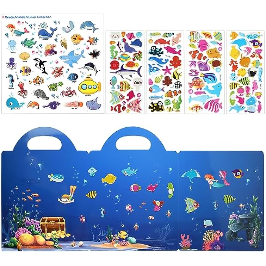Jolof Store Reusable 3D Puffy Sticker Book – Ocean Animals Sensory Toy
