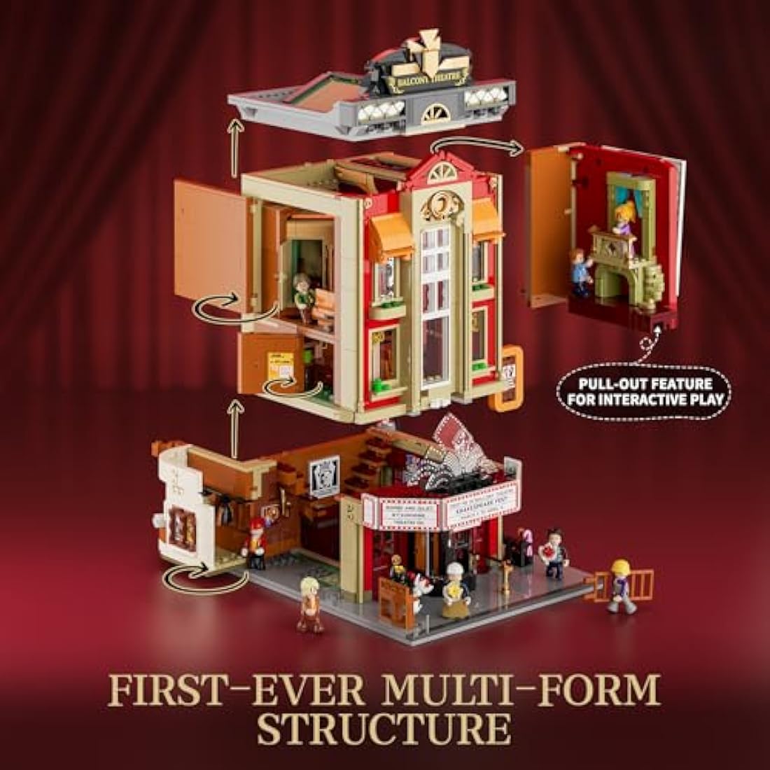 FUNWHOLE Balcony Theatre LED Building Bricks Set – 2445 Pcs Modular Kit