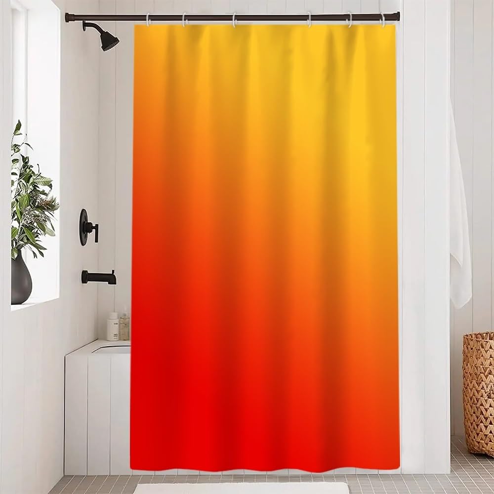 Uiiooazy Red & Orange Gradient Shower Curtain | Waterproof Polyester