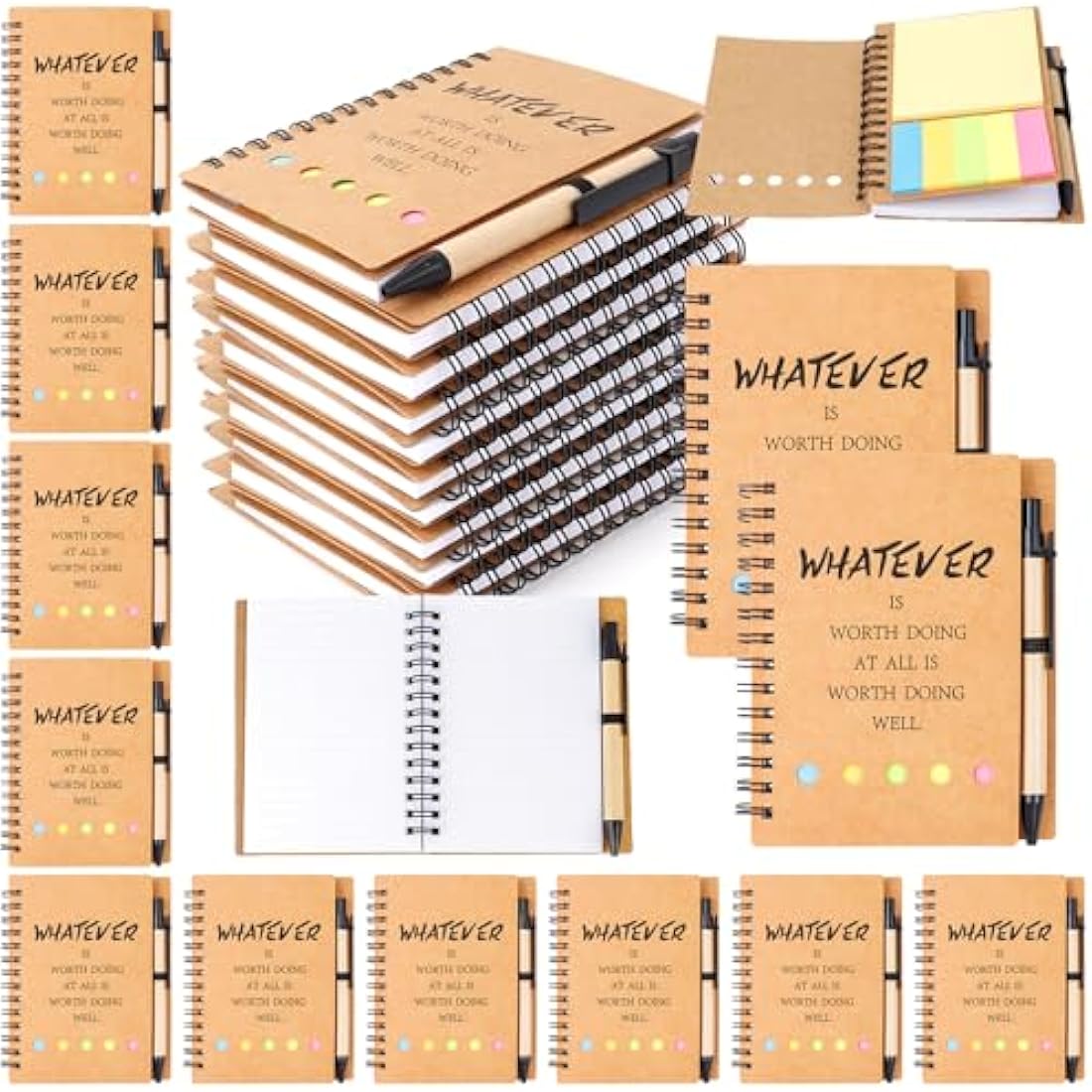 Spiral Notebook Set | 42 Bulk Pocket Journals with Pens
