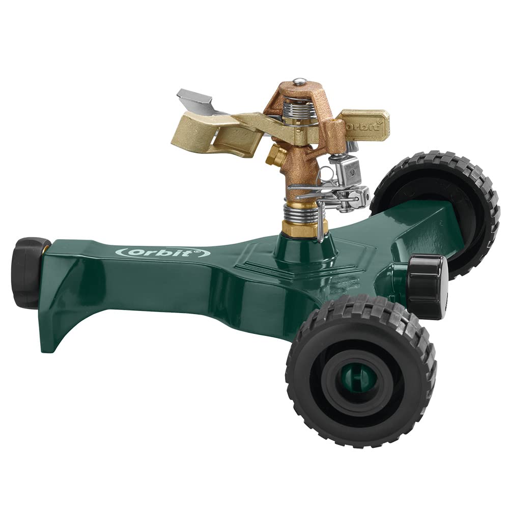 Orbit Brass Impact Sprinkler on Wheeled Base – Green Lawn Irrigation