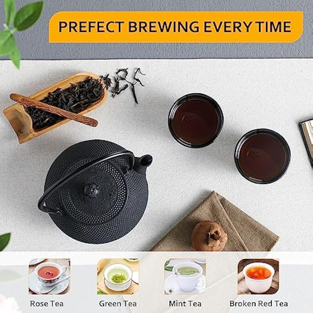Velaze Cast Iron Teapot Set | Japanese Tetsubin Kettle with Infuser, 700ml