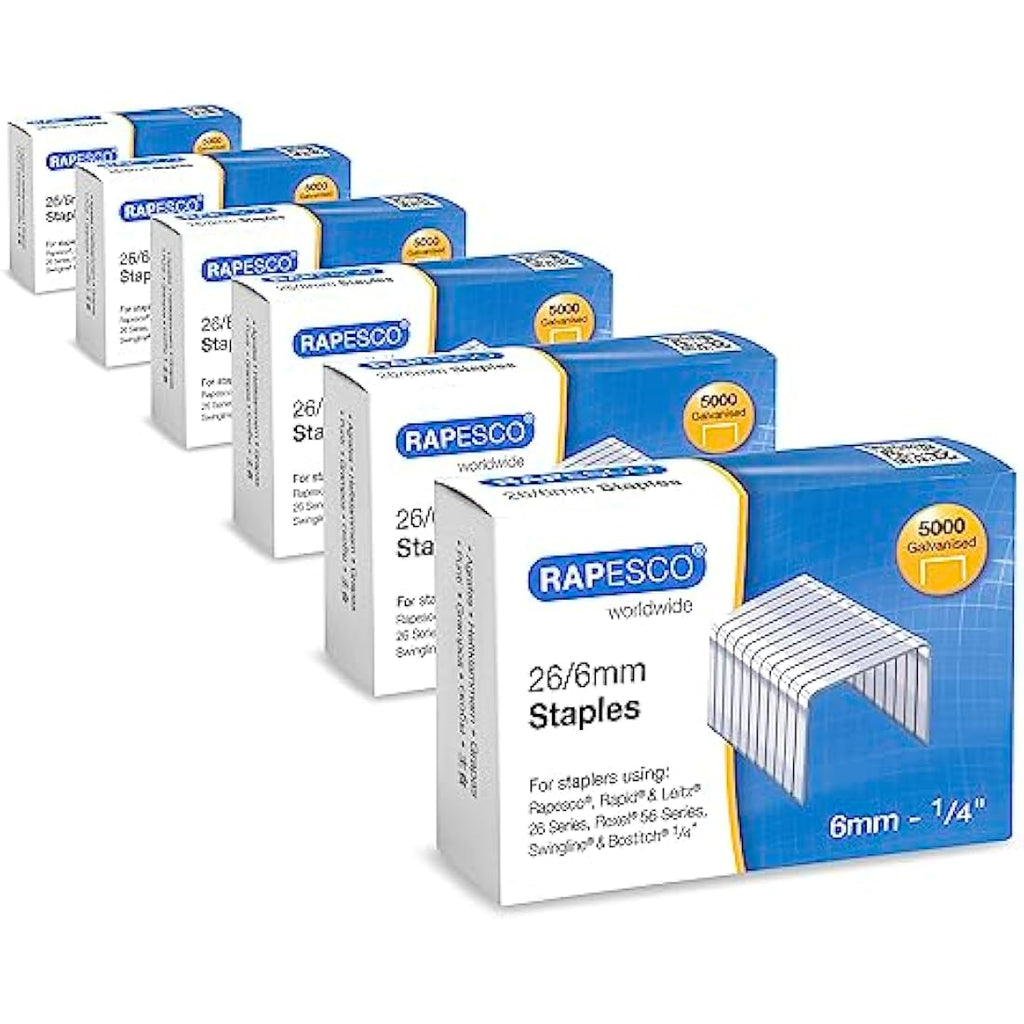 Rapesco 26/6mm Galvanised Staples - 30,000 Bulk Business Pack