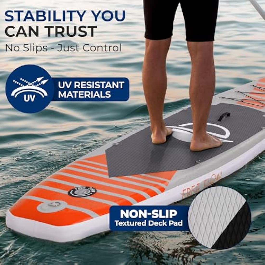 SereneLife Inflatable Stand Up Paddle Board - 10.5ft Non-Slip SUP Kit