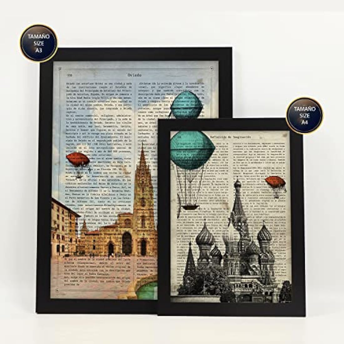 Nacnic Vintage City Posters - Set of 6 Framed Aesthetic Wall Art Prints