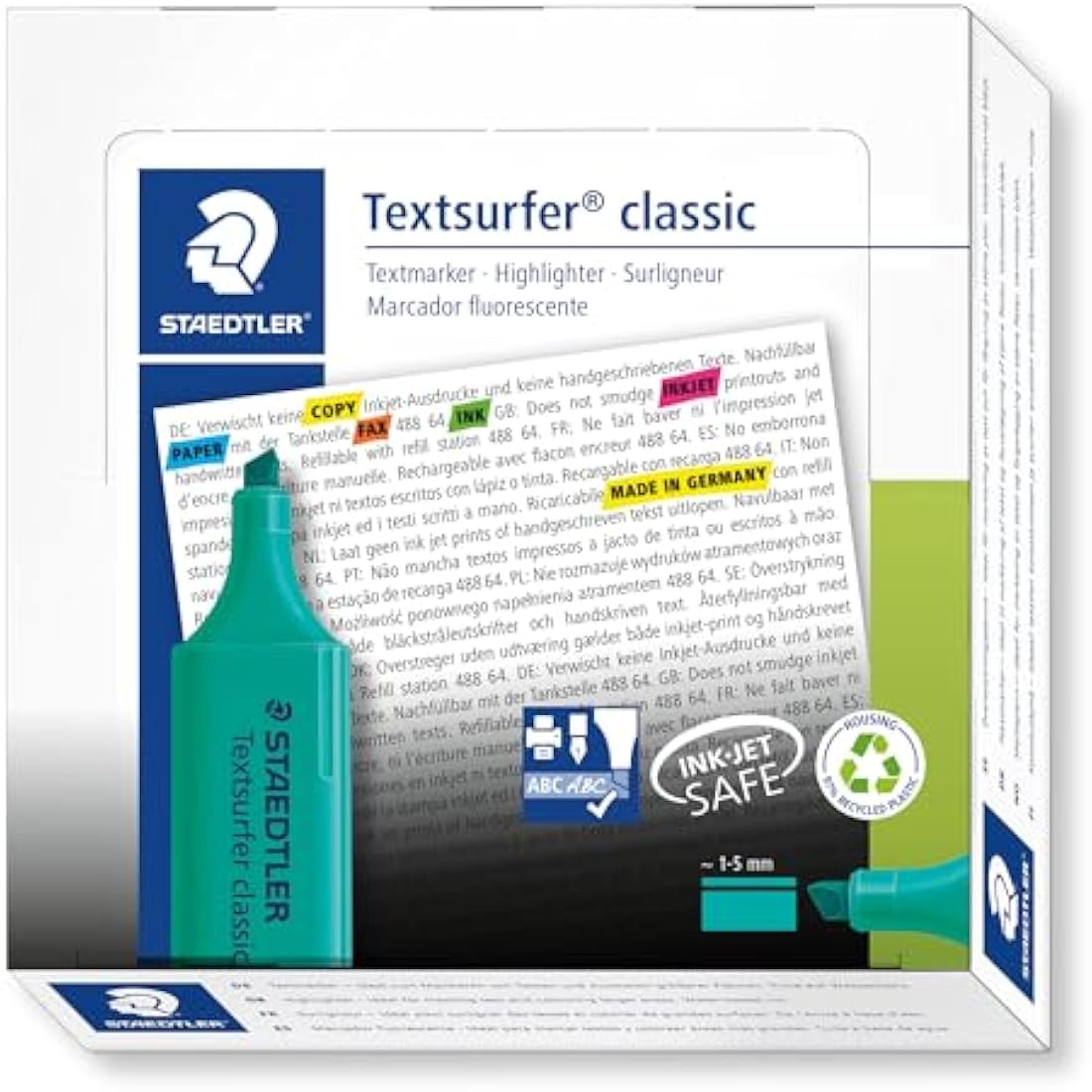 Staedtler Textsurfer Classic Highlighter – Turquoise InkJet Safe (10 Pack)