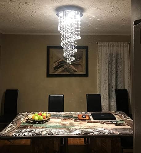 A1A9 Crystal Chandelier – Modern K9 Raindrop Spiral Flush Mount Light