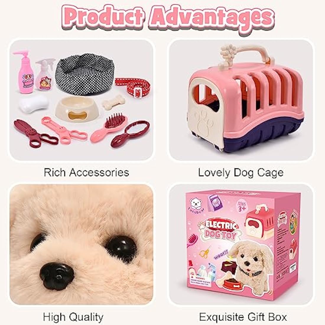Tacobear Interactive Plush Puppy Toy – 13-Piece Pet Grooming Playset