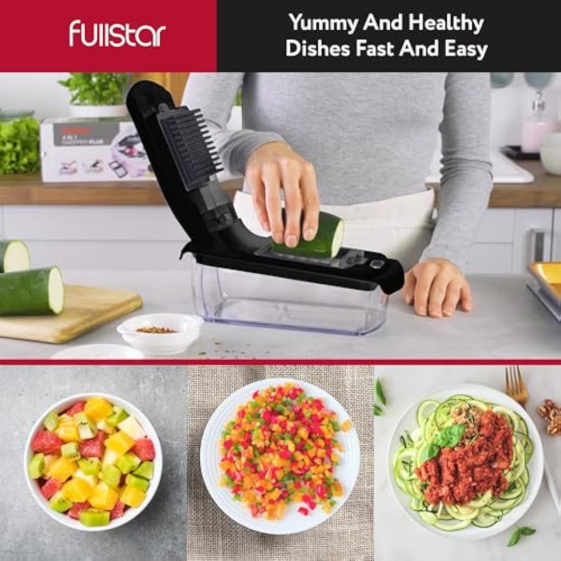 Fullstar 2-in-1 Vegetable Chopper – Stainless Steel Food Dicer and Slicer