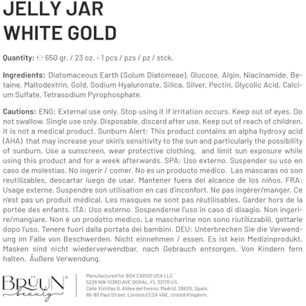 BRÜUN White Gold Glycolic Acid Jelly Mask - Hydrating Peel-Off Rubber Mask