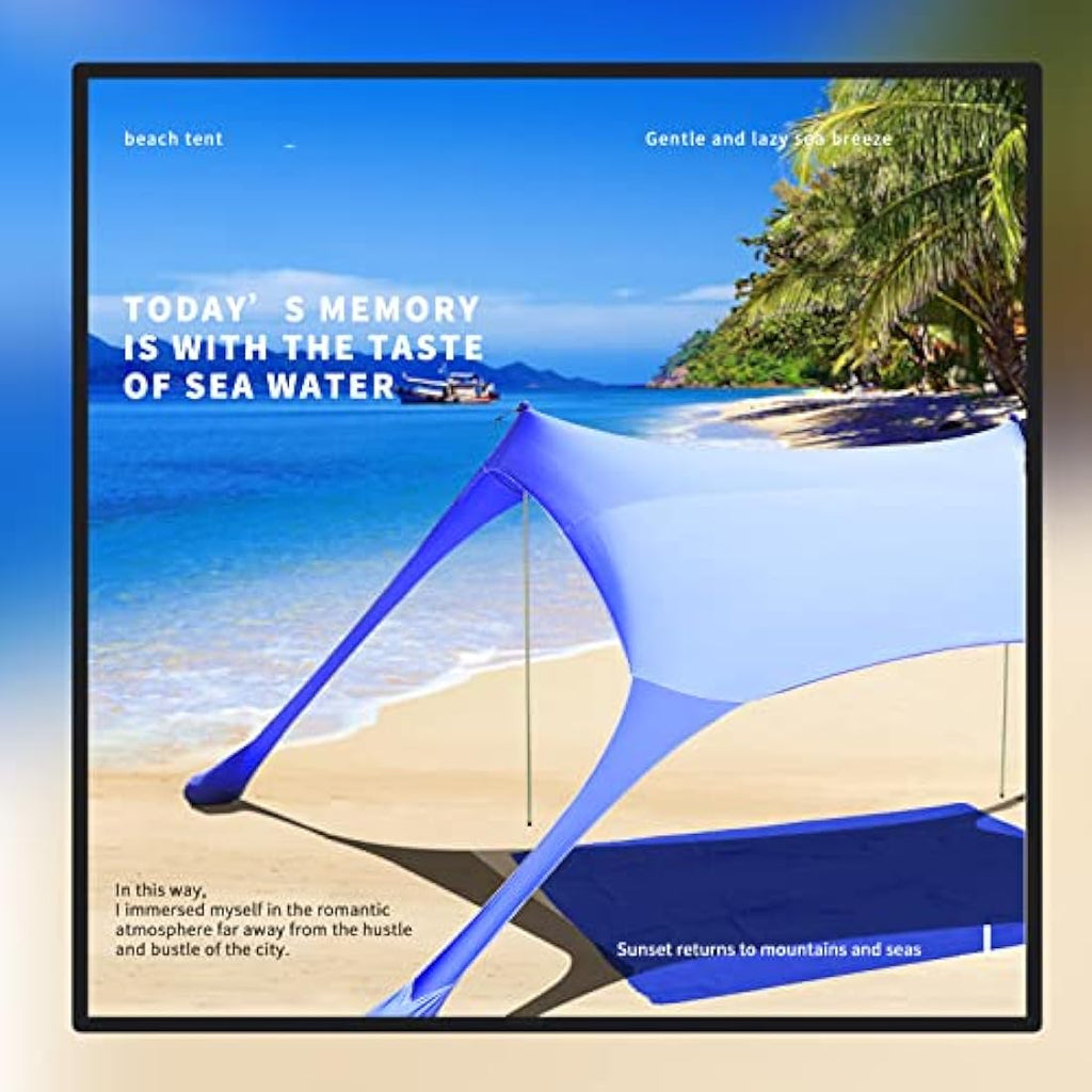 CUUPO 7x7ft Beach Tent Sun Shelter – UPF 50+ Lycra Canopy with Blanket