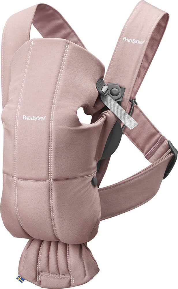 BabyBjörn Baby Carrier Mini – Woven Newborn Carrier in Dusty Pink