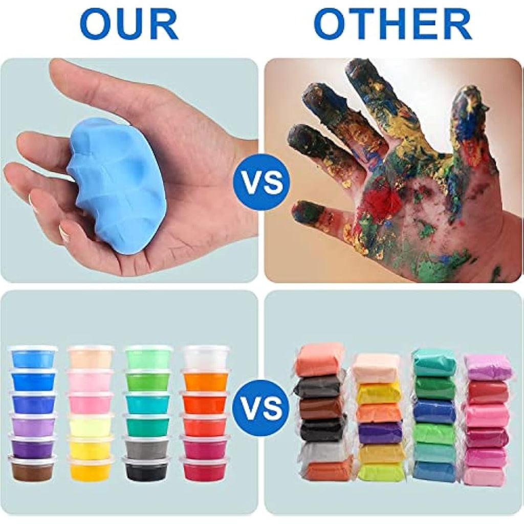 QMAY Air Dry Clay - 24 Colors Non-Toxic Modeling Clay Kit for Kids