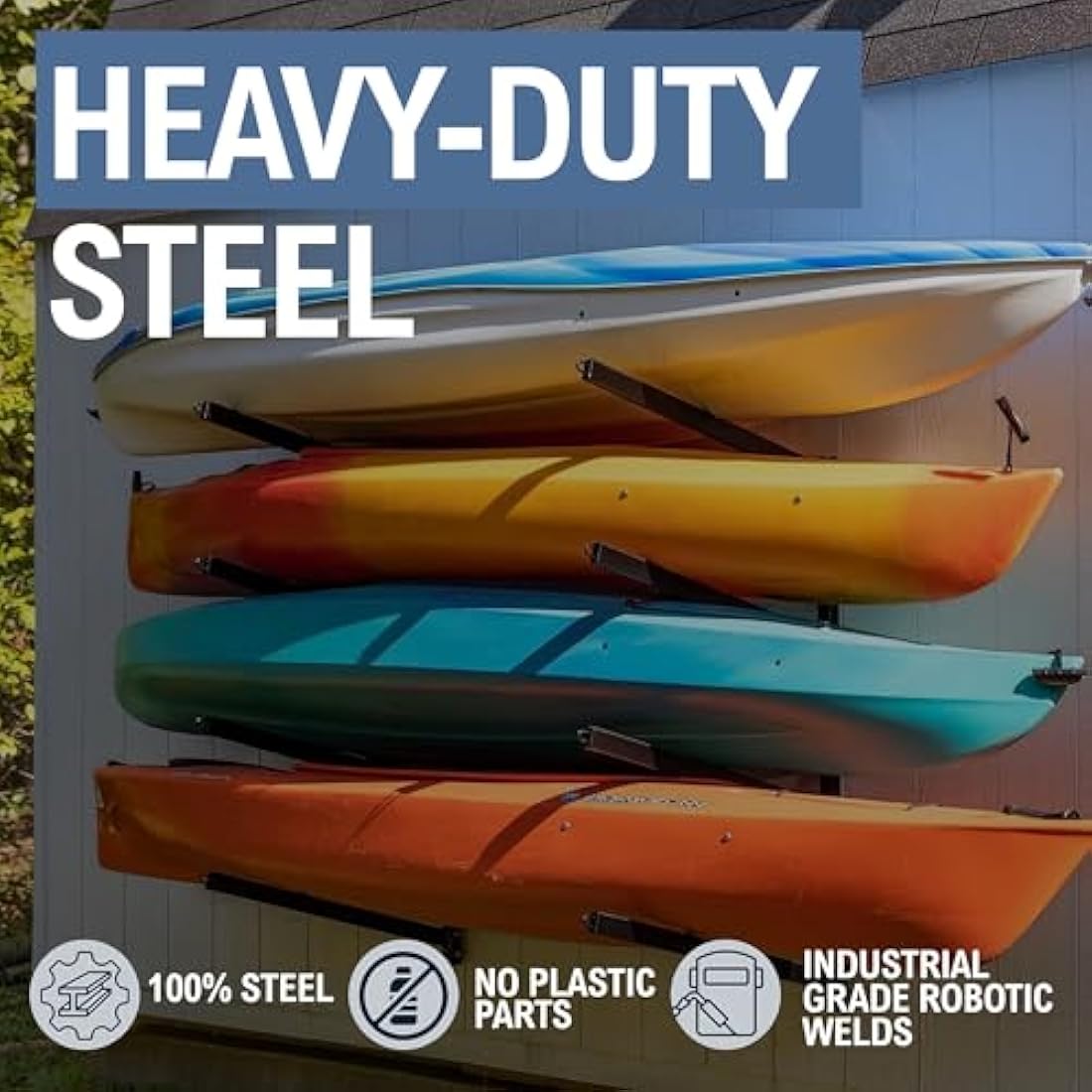 4 Kayak Storage Rack | Heavy-Duty 400lb Wall Mount