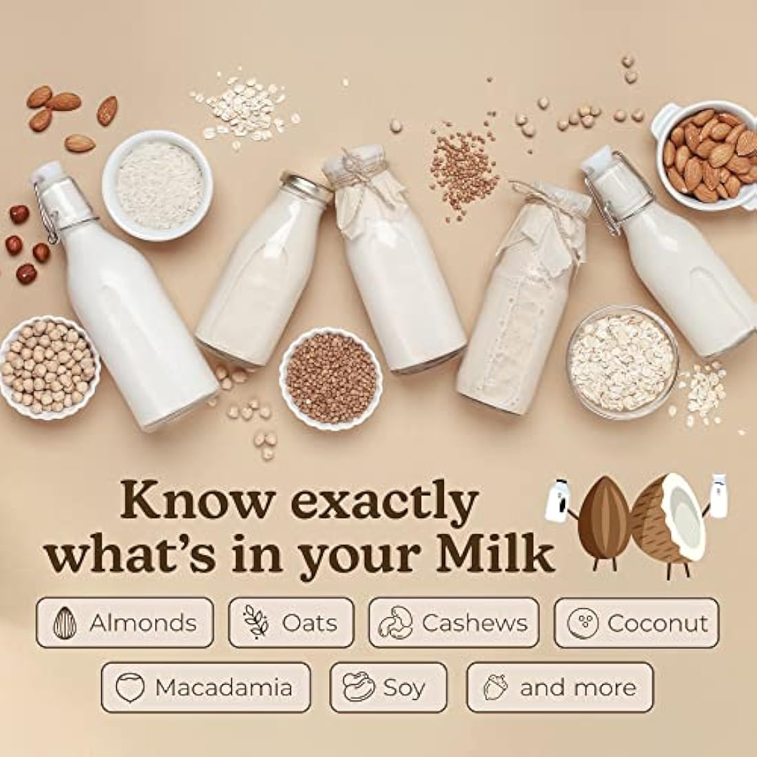 Almond Cow Plant-Based Nut Milk Maker Machine - 5-6 Cup Capacity, 220V