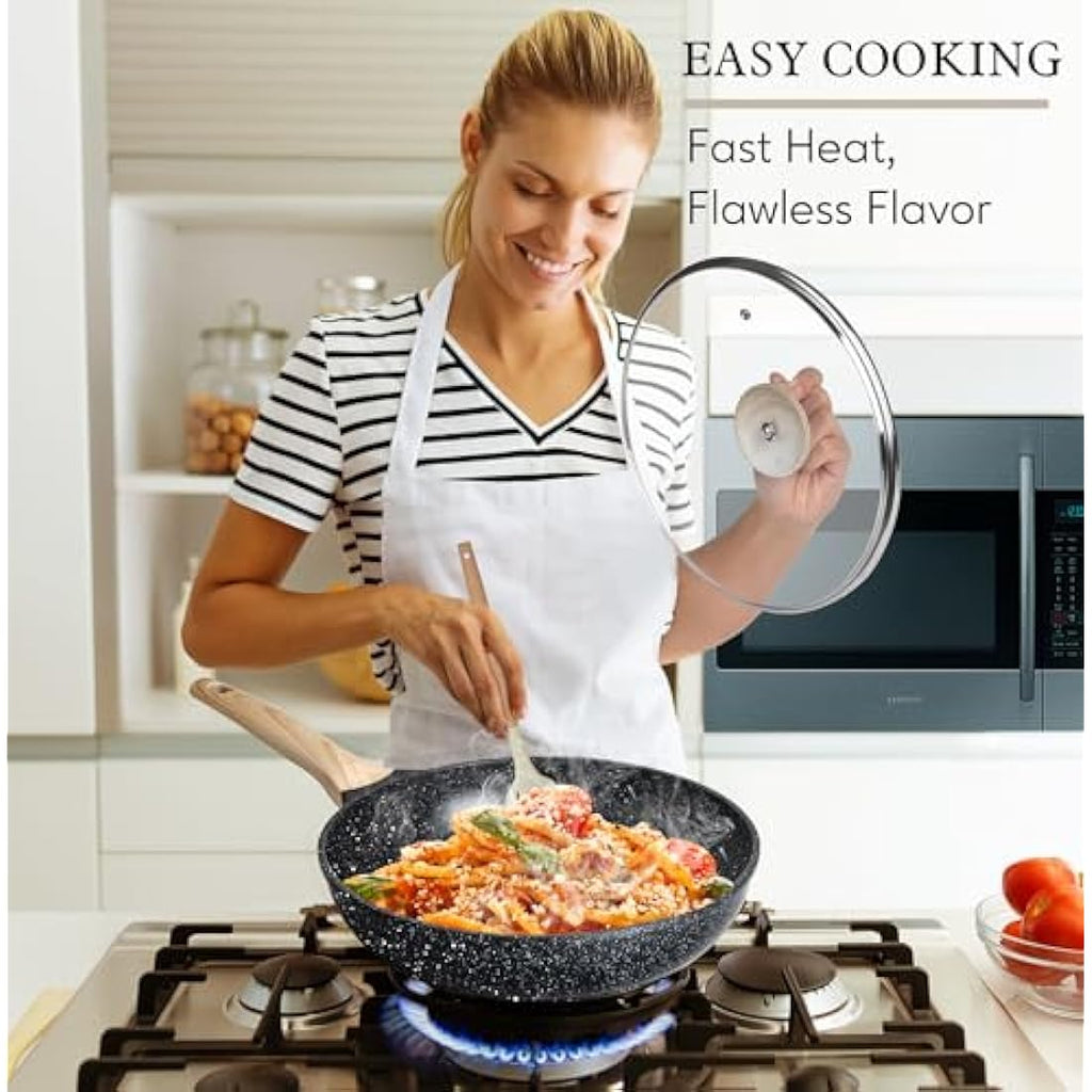 Terlulu 13-Piece Nonstick Granite Cookware Set – Induction Compatible
