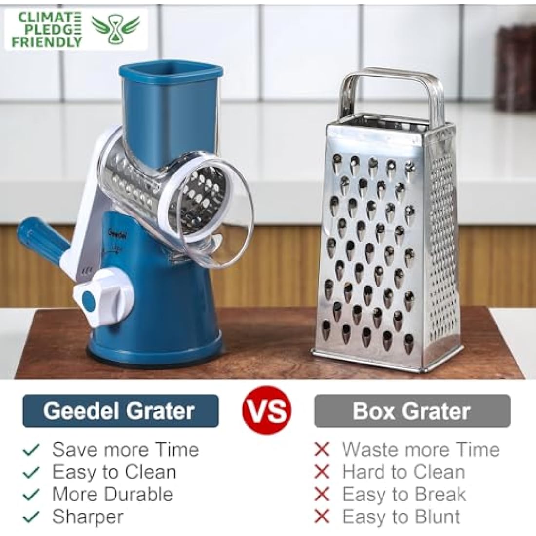 Rotary Cheese Grater – 3-Blade Vegetable Slicer & Shredder