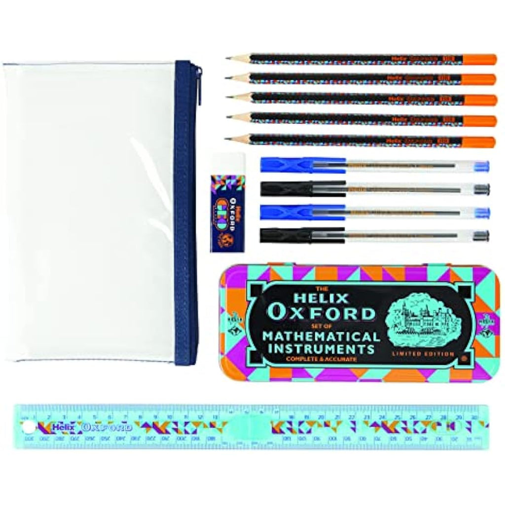 Helix Oxford Geo Maths and Stationery Set – Orange Geometric Design