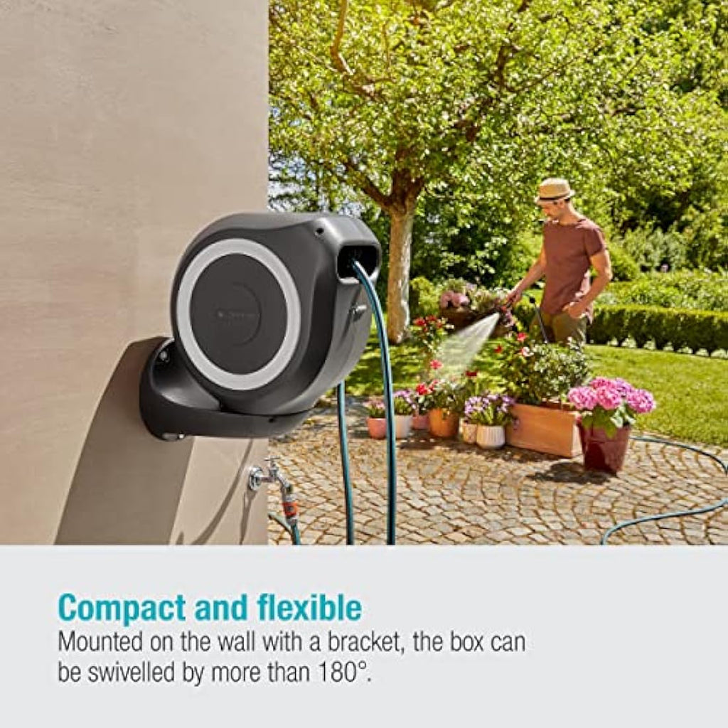 Gardena Wall-Mounted Hose Box RollUp M | 20m Automatic Hose Reel