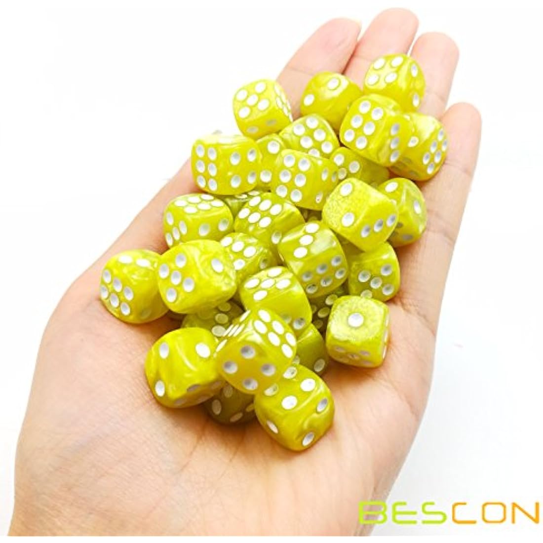 Bescon 12mm Marble Yellow 6-Sided Dice Set | 36 Piece Block of Dice
