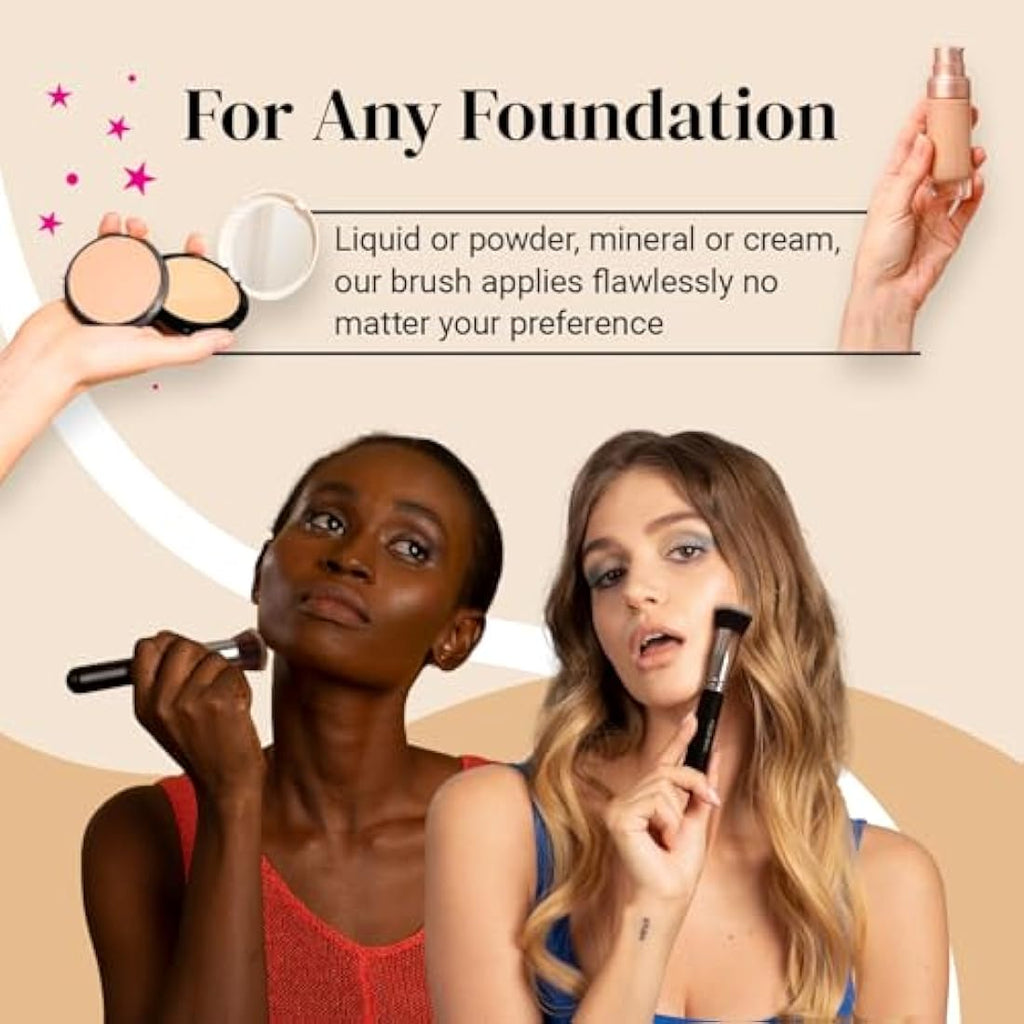 Keshima Flat Top Kabuki Foundation Brush | Dense Synthetic Buffing Tool