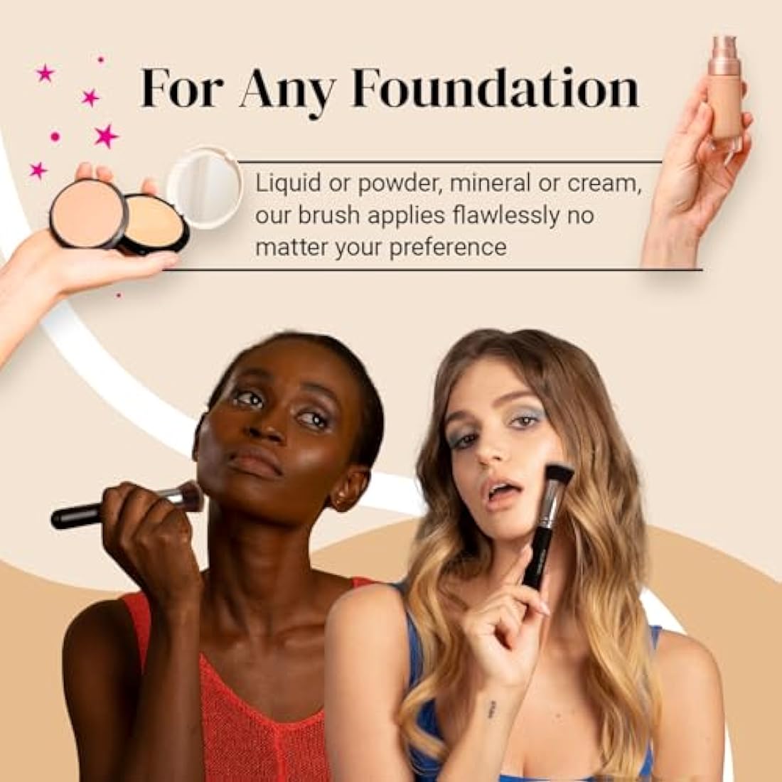 Keshima Flat Top Kabuki Foundation Brush | Dense Synthetic Buffing Tool