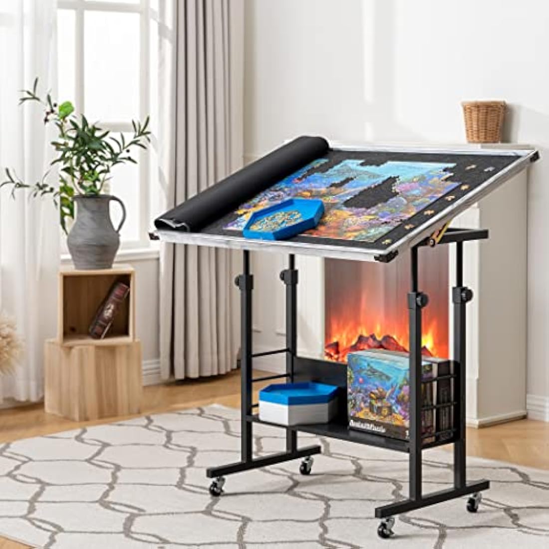 Becko Jigsaw Puzzle Table - Tilting Height Adjustable Stand for 1500 Pieces