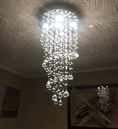 A1A9 Crystal Chandelier – Modern K9 Raindrop Spiral Flush Mount Light