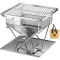 Campingmoon Portable Tabletop Charcoal Grill | Stainless Steel Mini Fire Pit