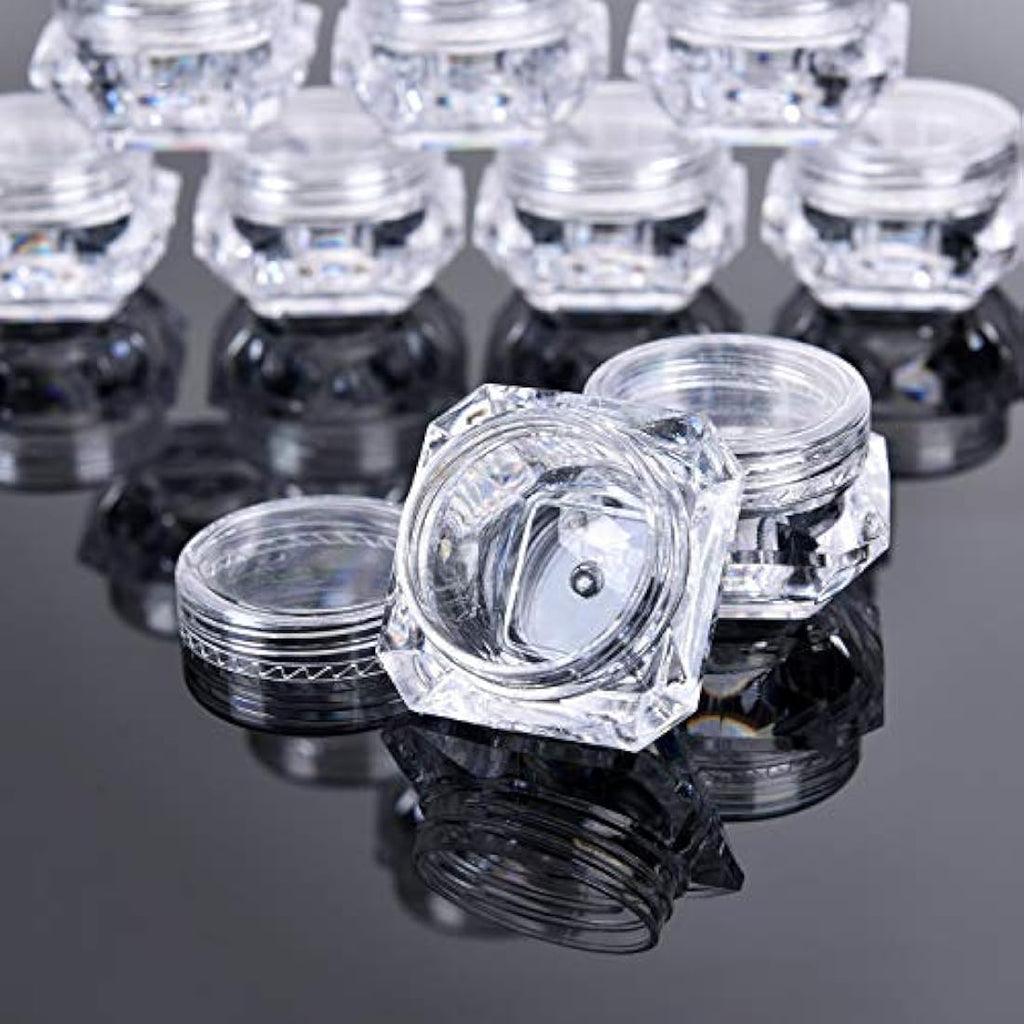 Yalbdopo 50-Piece 5g Diamond Cosmetic Jars with Spatulas | Clear Plastic